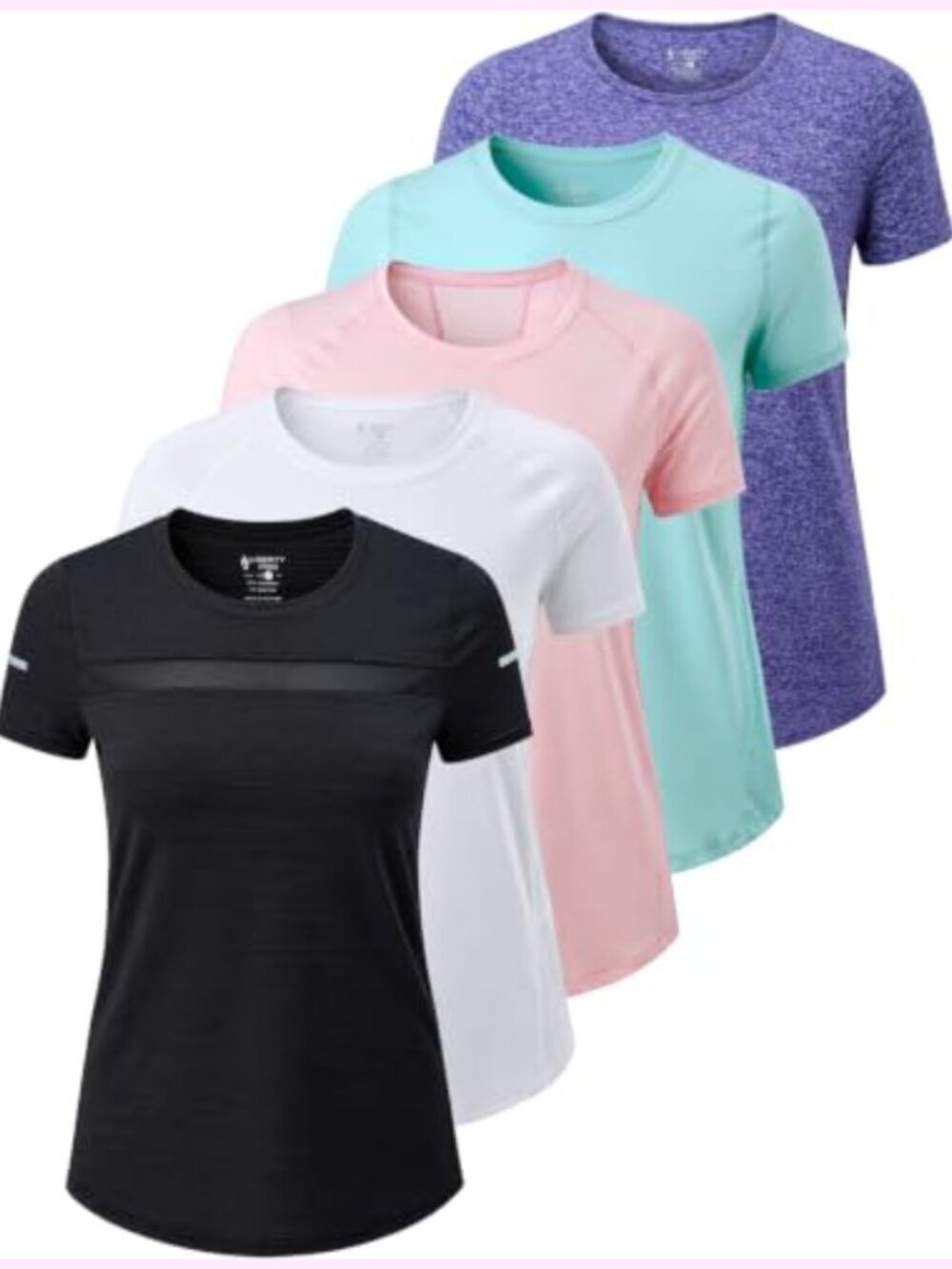 5 Pack Women's Dry Fit Workout Tops Athletic Short Sleeve Crew Neck